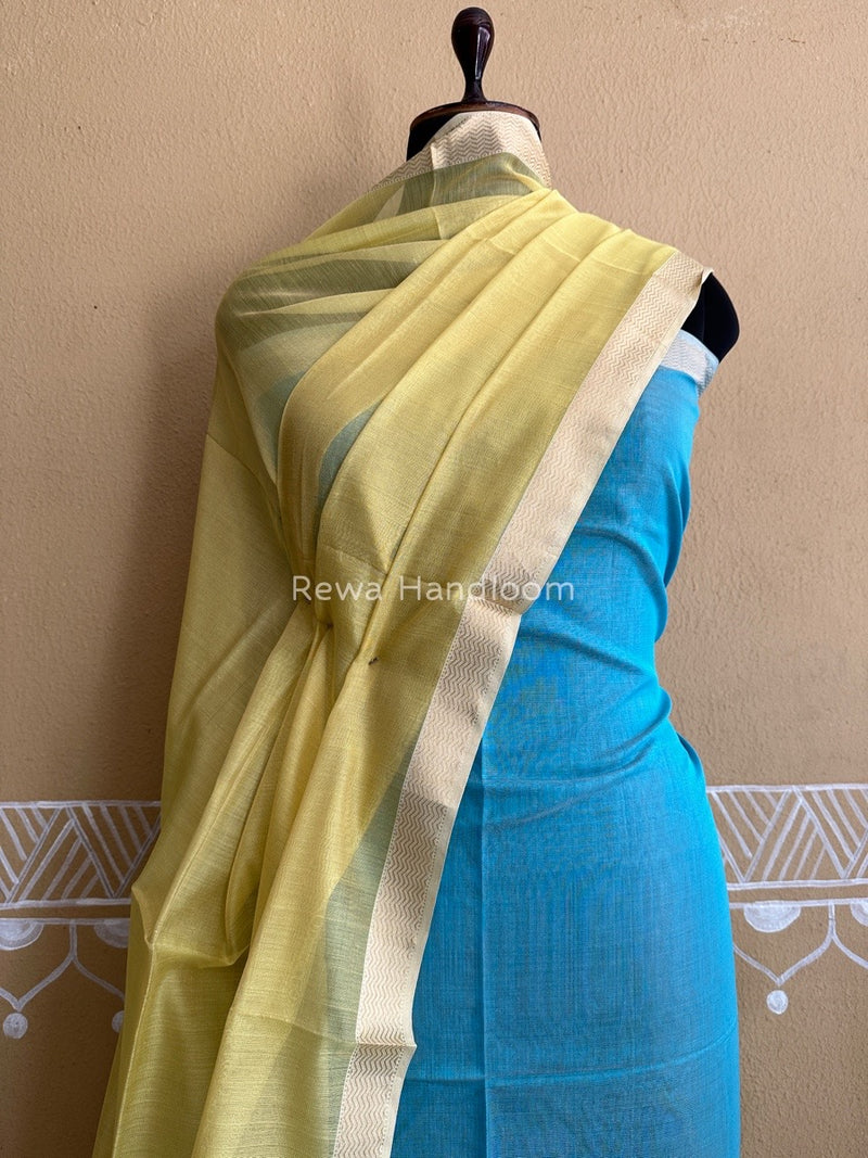 Maheshwari Firozi-Yellow Tissue Buta Dress Material TPT064