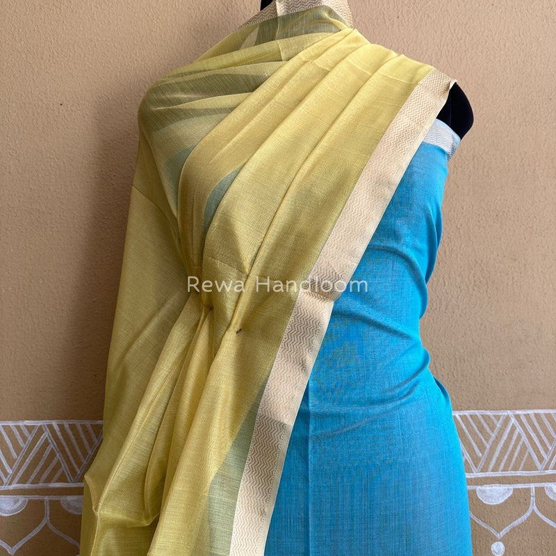Maheshwari Firozi-Yellow Tissue Buta Dress Material TPT064