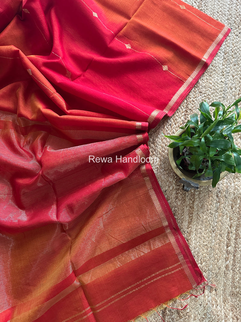 Red Lining Butti Shaded Maheshwari Saree SBS0101