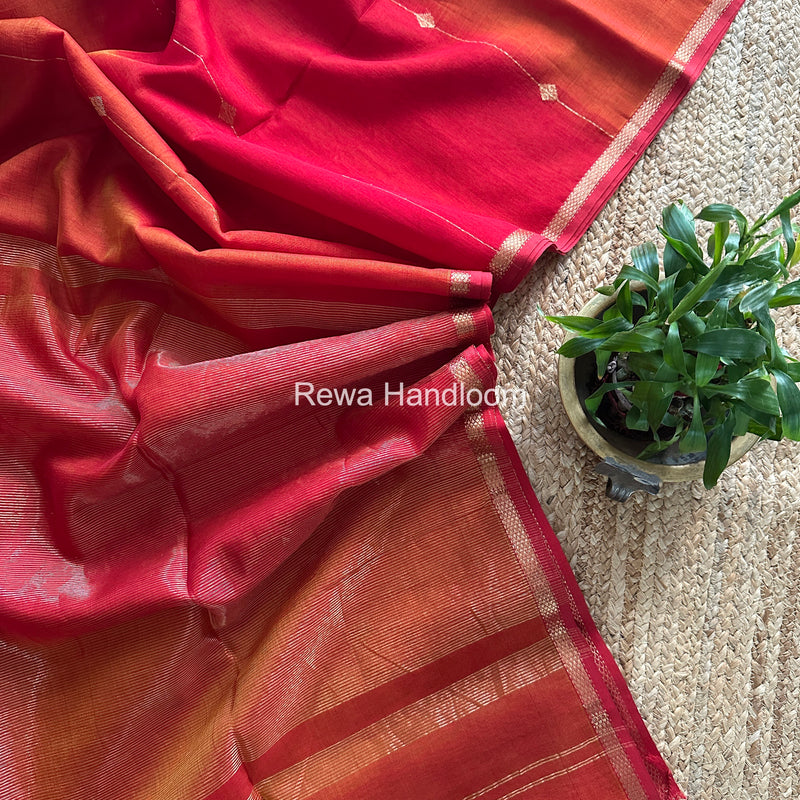 Red Lining Butti Shaded Maheshwari Saree SBS0101