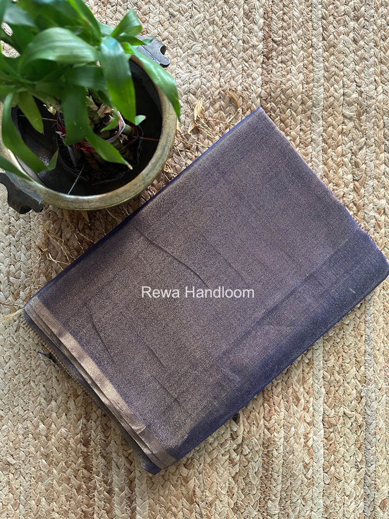 Maheshwari Blue Tissue Saree TS035 Rewa Handloom