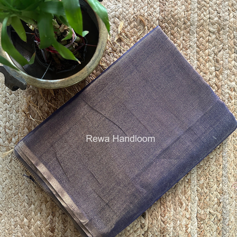 Maheshwari Blue Tissue Saree TS035 Rewa Handloom