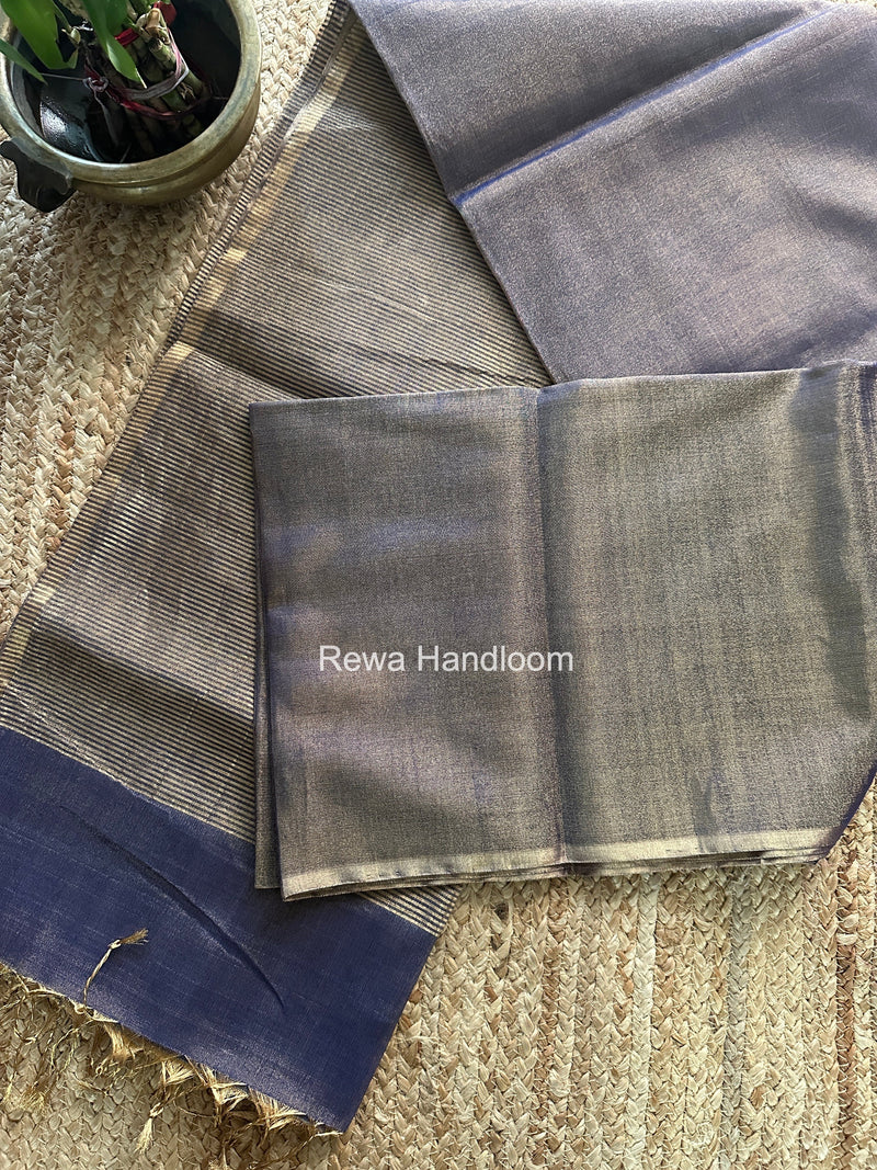 Maheshwari Blue Tissue Saree TS035 Rewa Handloom