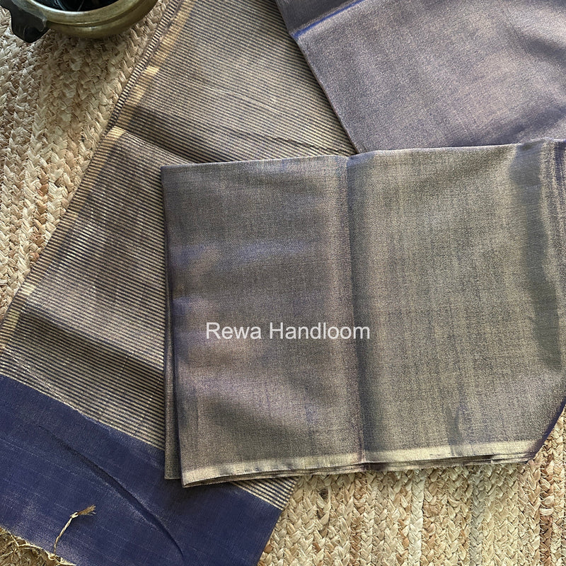 Maheshwari Blue Tissue Saree TS035 Rewa Handloom