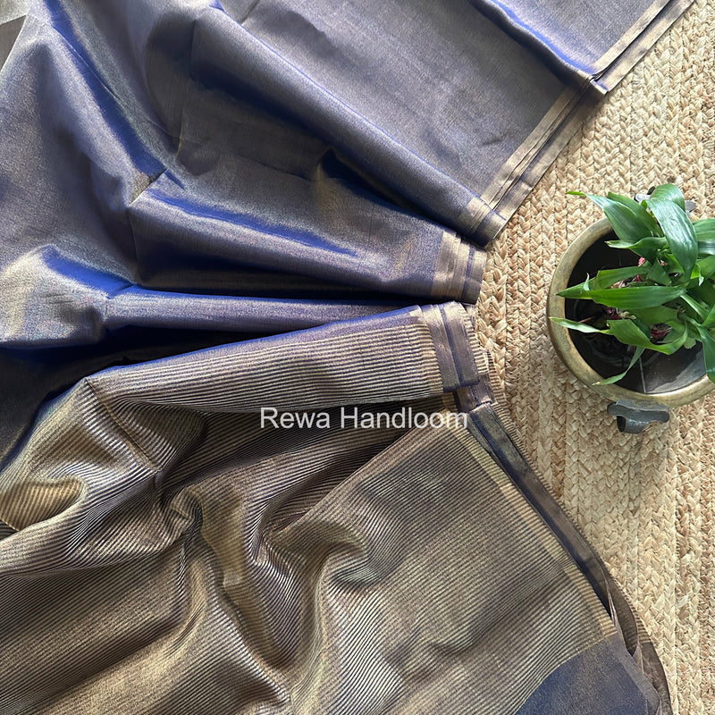 Maheshwari Blue Tissue Saree TS035 Rewa Handloom