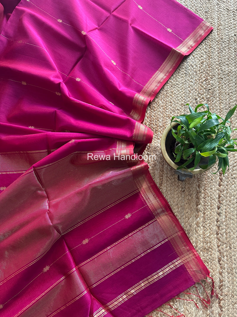 Magenta Lining Butti Shaded Maheshwari Saree SBS0103