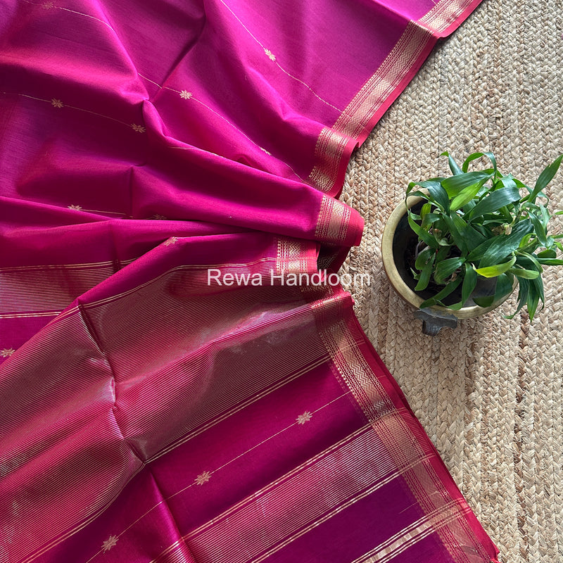 Magenta Lining Butti Shaded Maheshwari Saree SBS0103