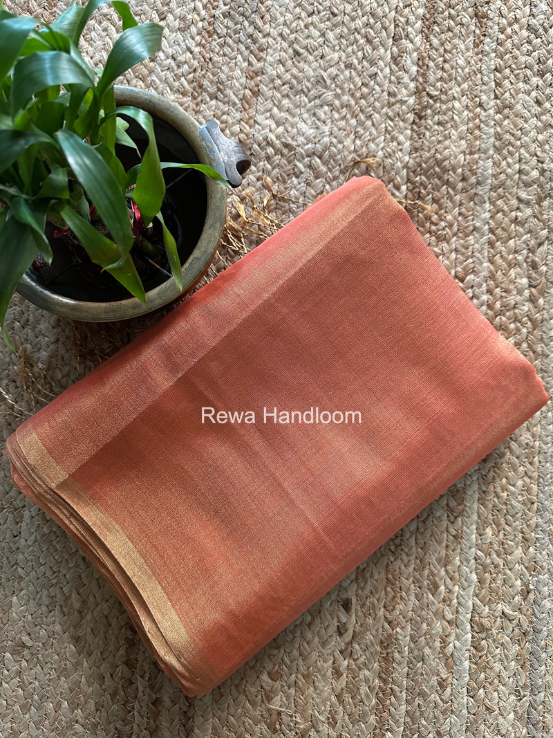 Maheshwari Peach Tissue Saree TS058