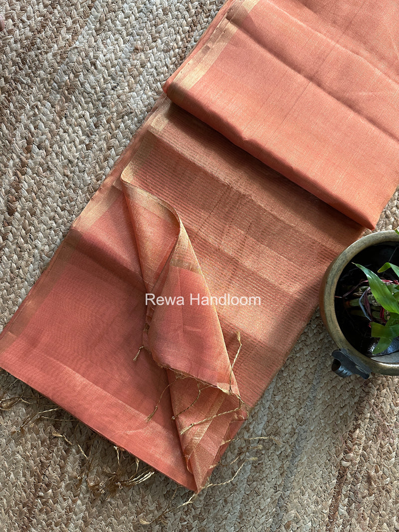 Maheshwari Peach Tissue Saree TS058