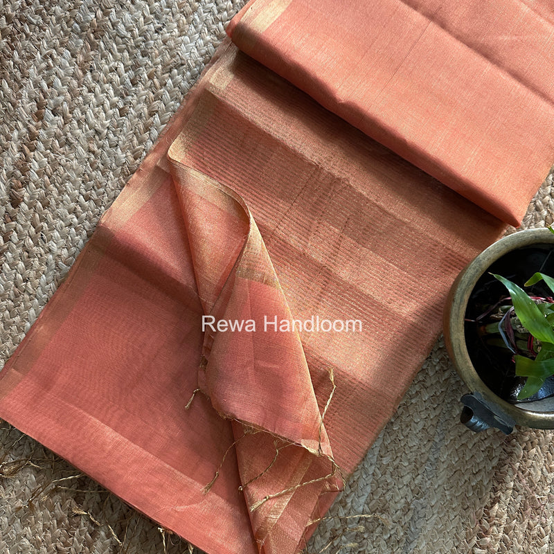 Maheshwari Peach Tissue Saree TS058