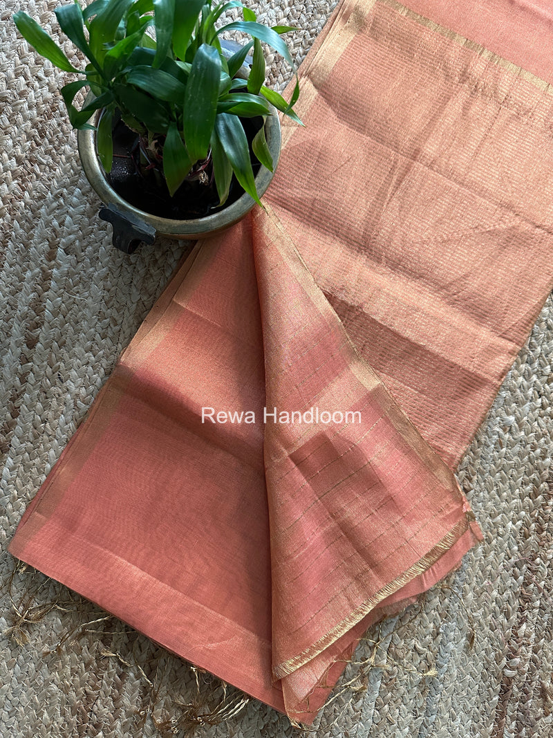 Maheshwari Peach Tissue Saree TS058