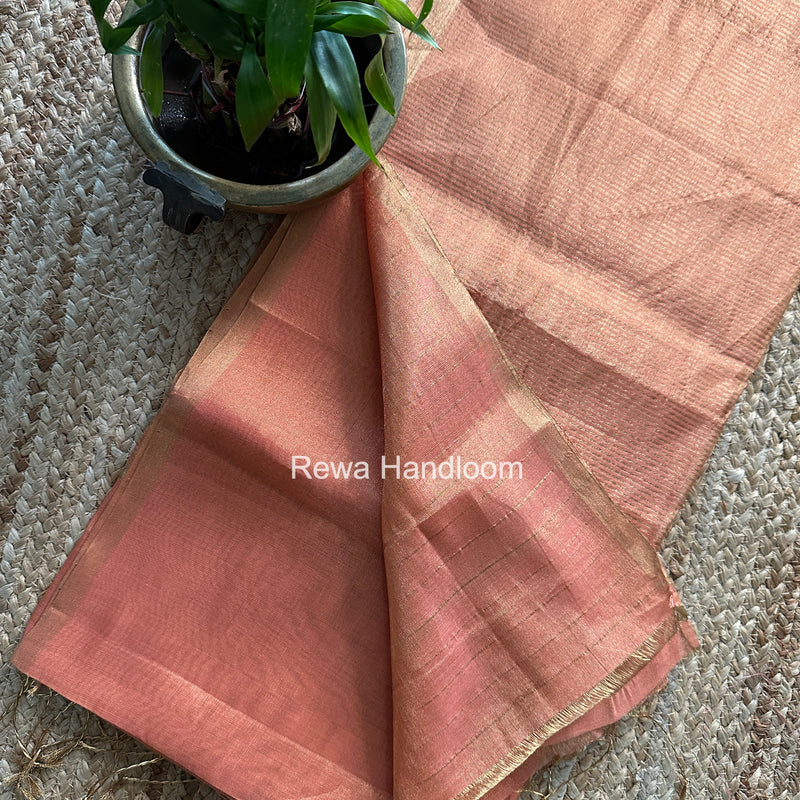 Maheshwari Peach Tissue Saree TS058