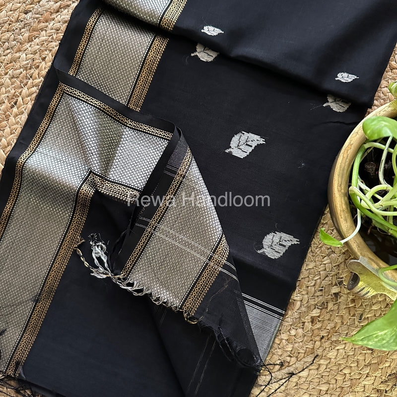 Maheshwari Black Silver Zari Sarees-SPS-08
