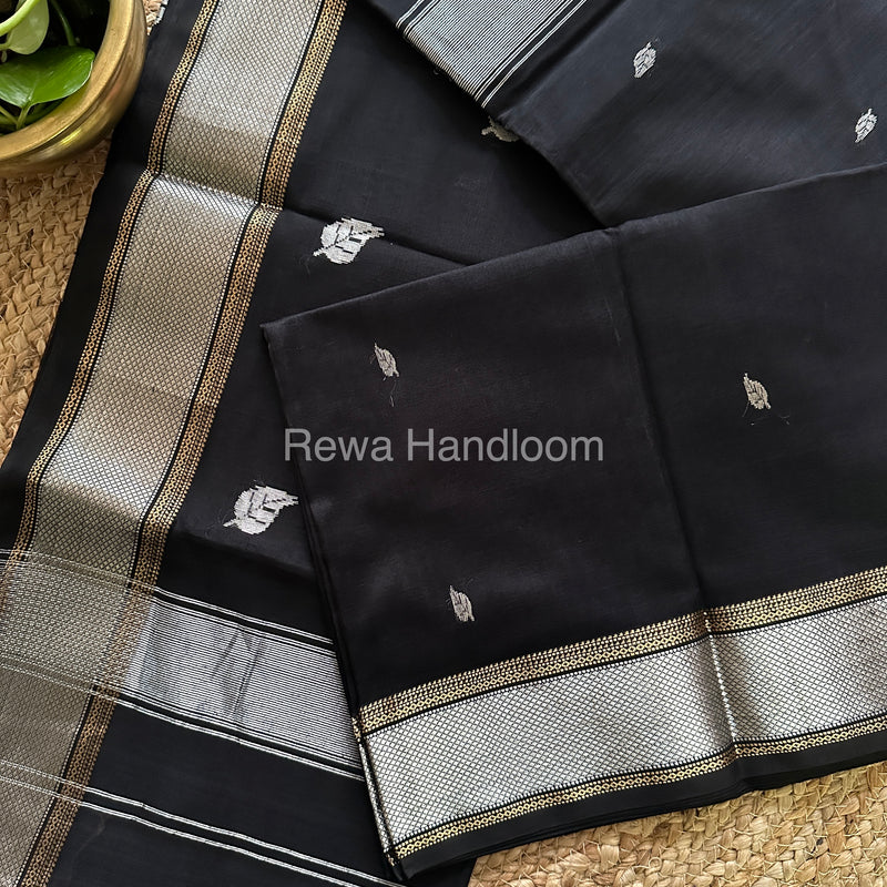 Maheshwari Black Silver Zari Sarees-SPS-08