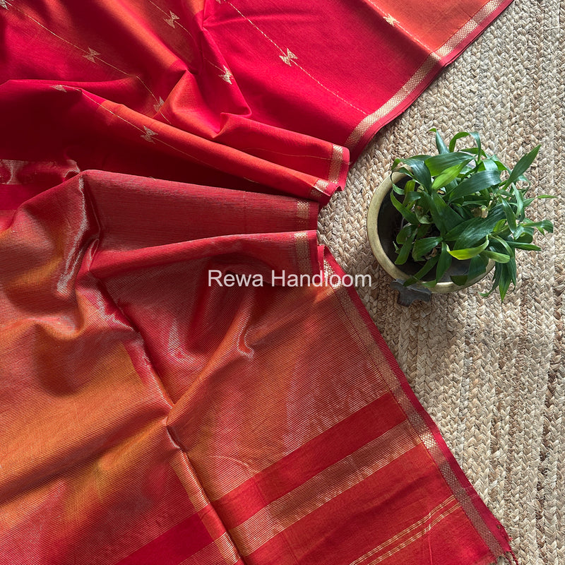 Red Lining Butti Shaded Maheshwari Saree SBS0104