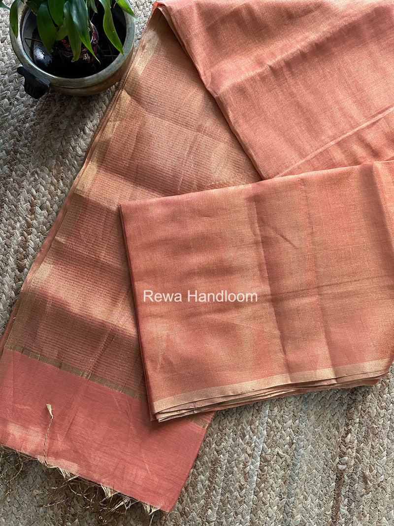 Maheshwari Peach Tissue Saree TS058