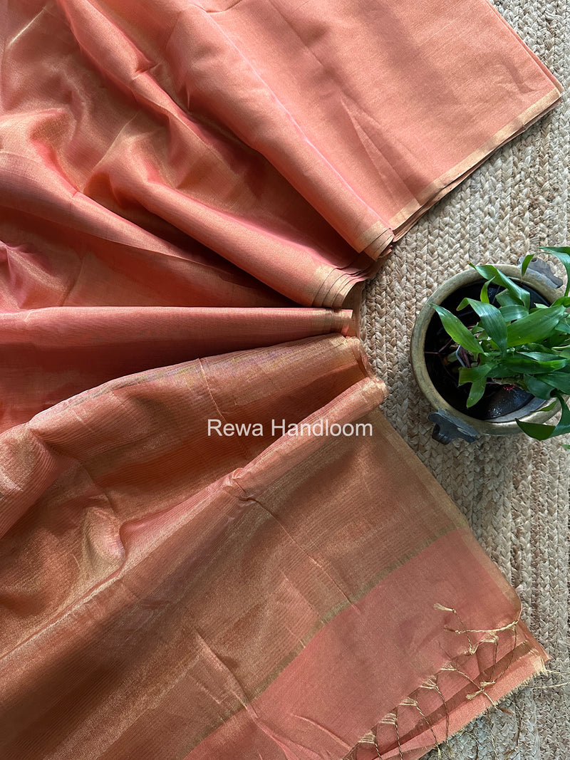 Maheshwari Peach Tissue Saree TS058
