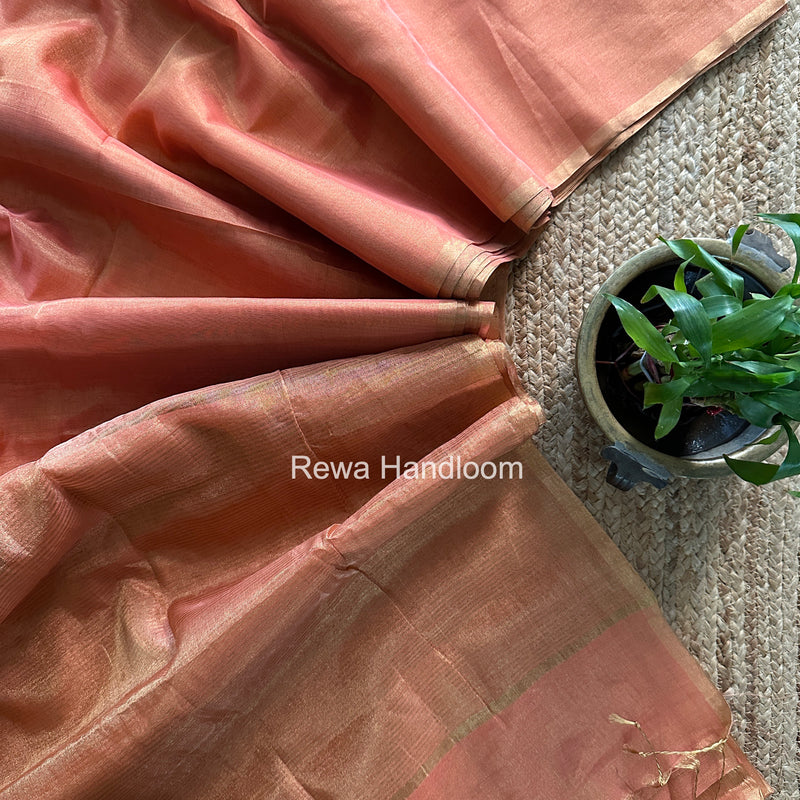 Maheshwari Peach Tissue Saree TS058
