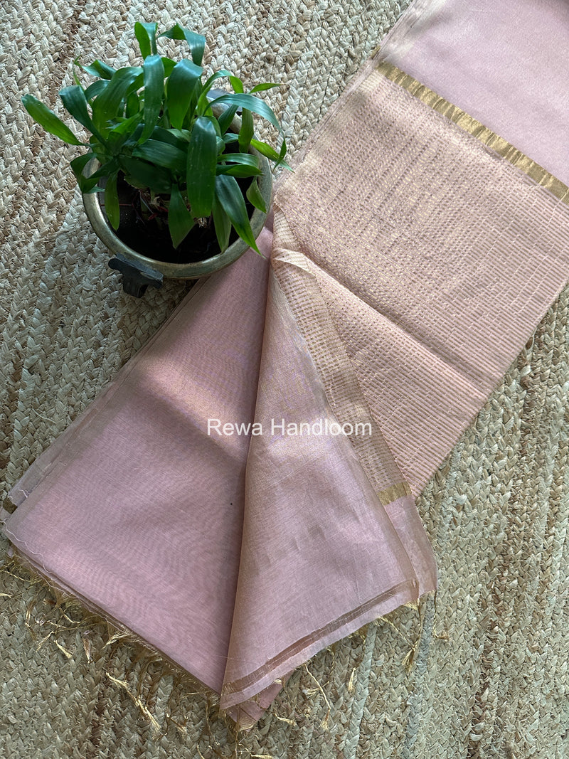 Maheshwari Baby Pink Tissue Saree TS056