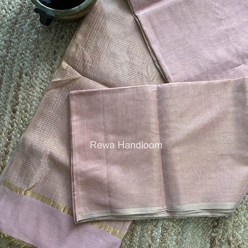 Maheshwari Baby Pink Tissue Saree TS056