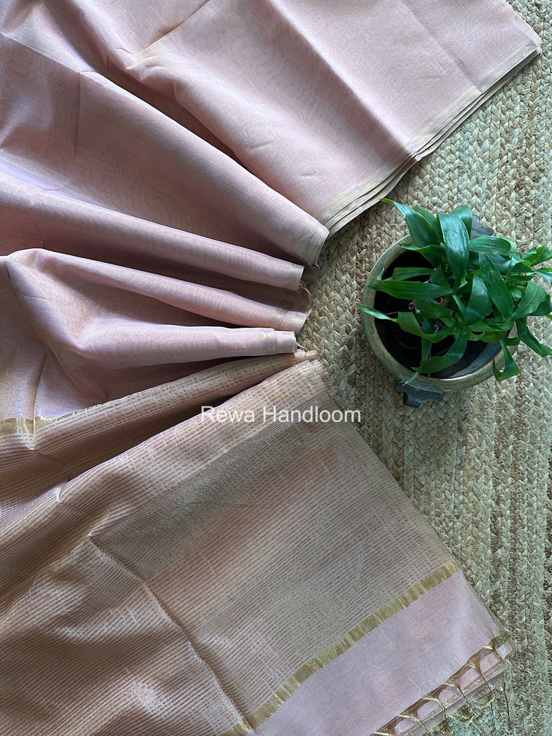 Maheshwari Baby Pink Tissue Saree TS056