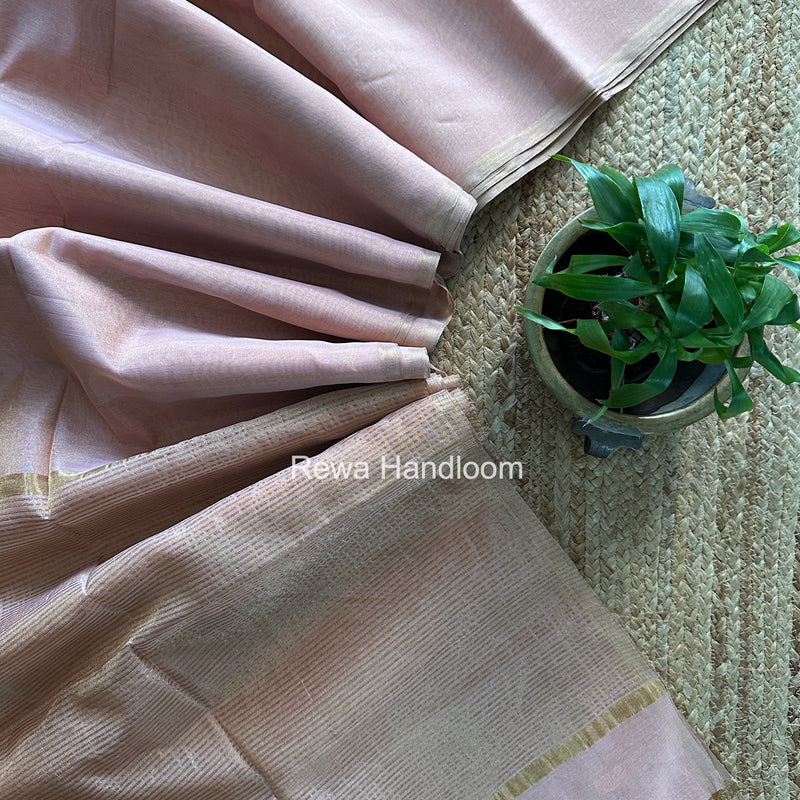 Maheshwari Baby Pink Tissue Saree TS056