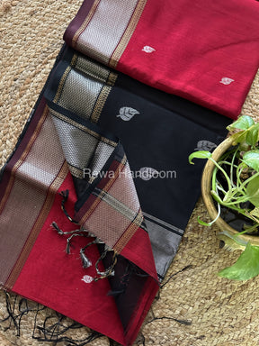 Maheshwari Maroon-Black Silver Zari Saree SPS-02