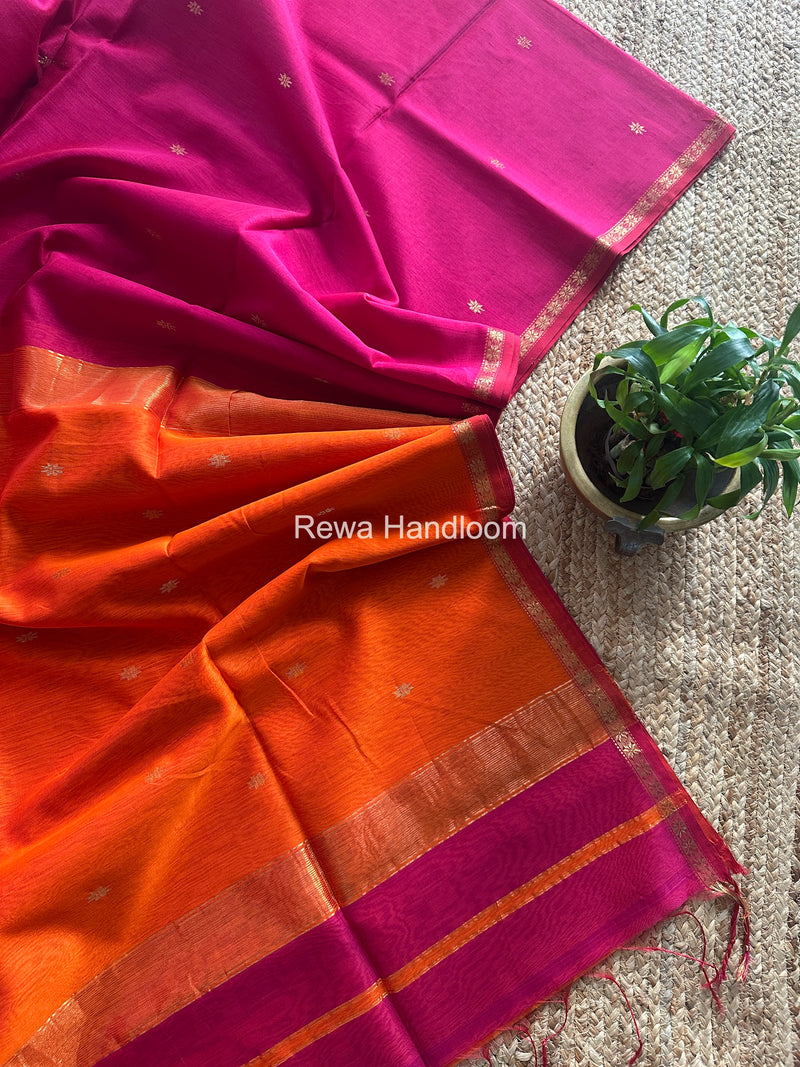 Rani Pink Star Butti Maheshwari Saree SSB01