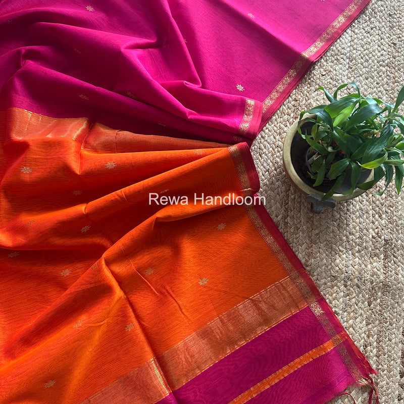 Rani Pink Star Butti Maheshwari Saree SSB01