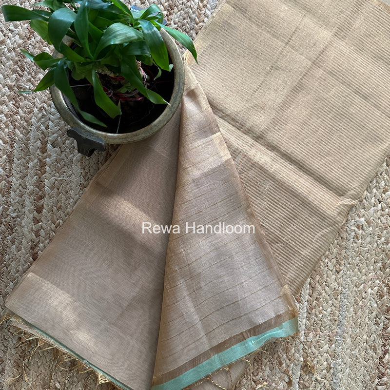 Maheshwari Beige Tissue Saree TS026