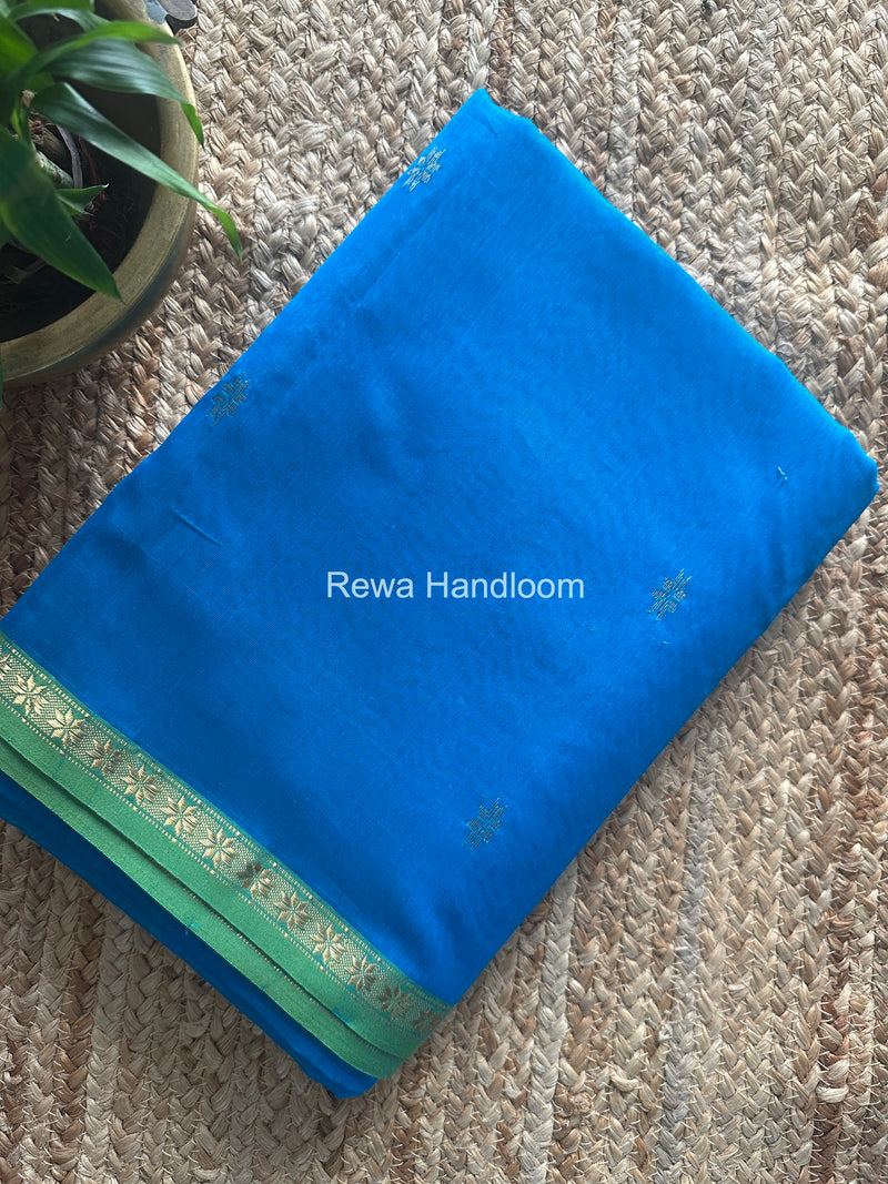 Deep Sky Blue Star Butti Maheshwari Saree SSB02