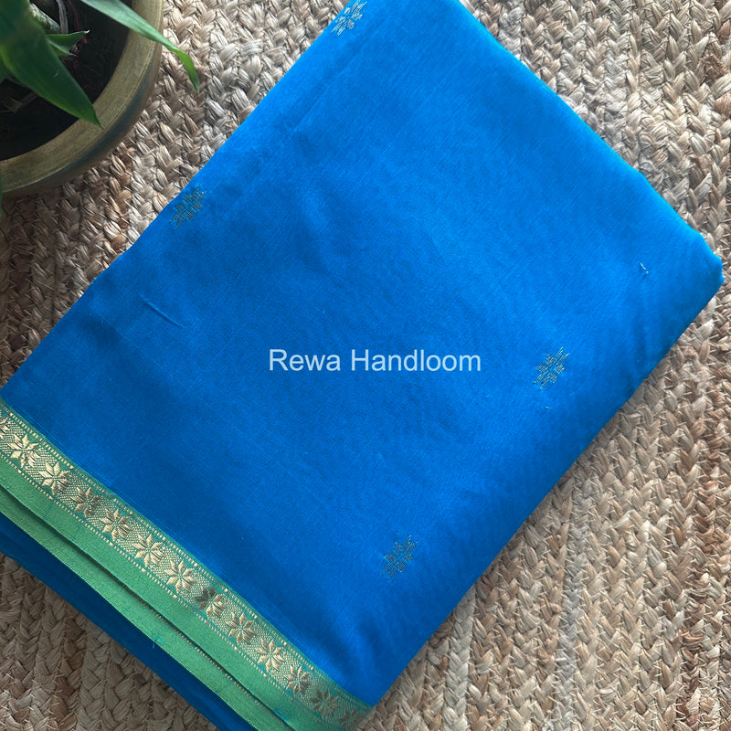 Deep Sky Blue Star Butti Maheshwari Saree SSB02