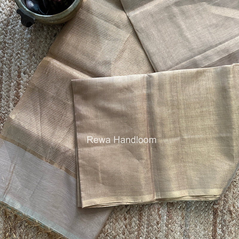 Maheshwari Beige Tissue Saree TS026 Rewa Handloom