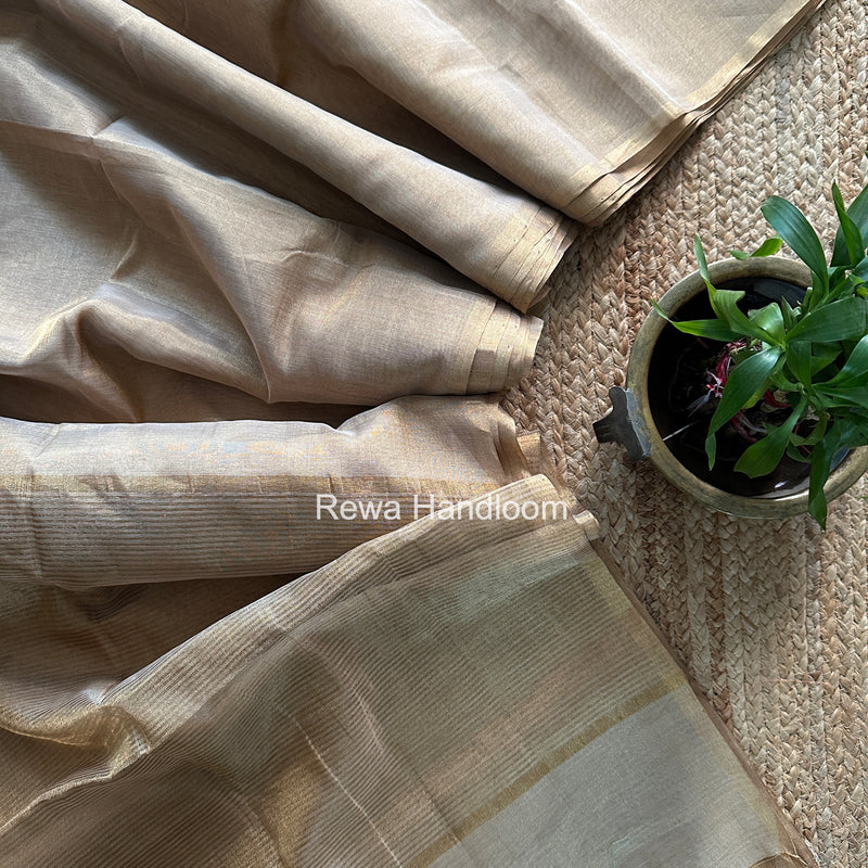 Maheshwari Beige Tissue Saree TS026