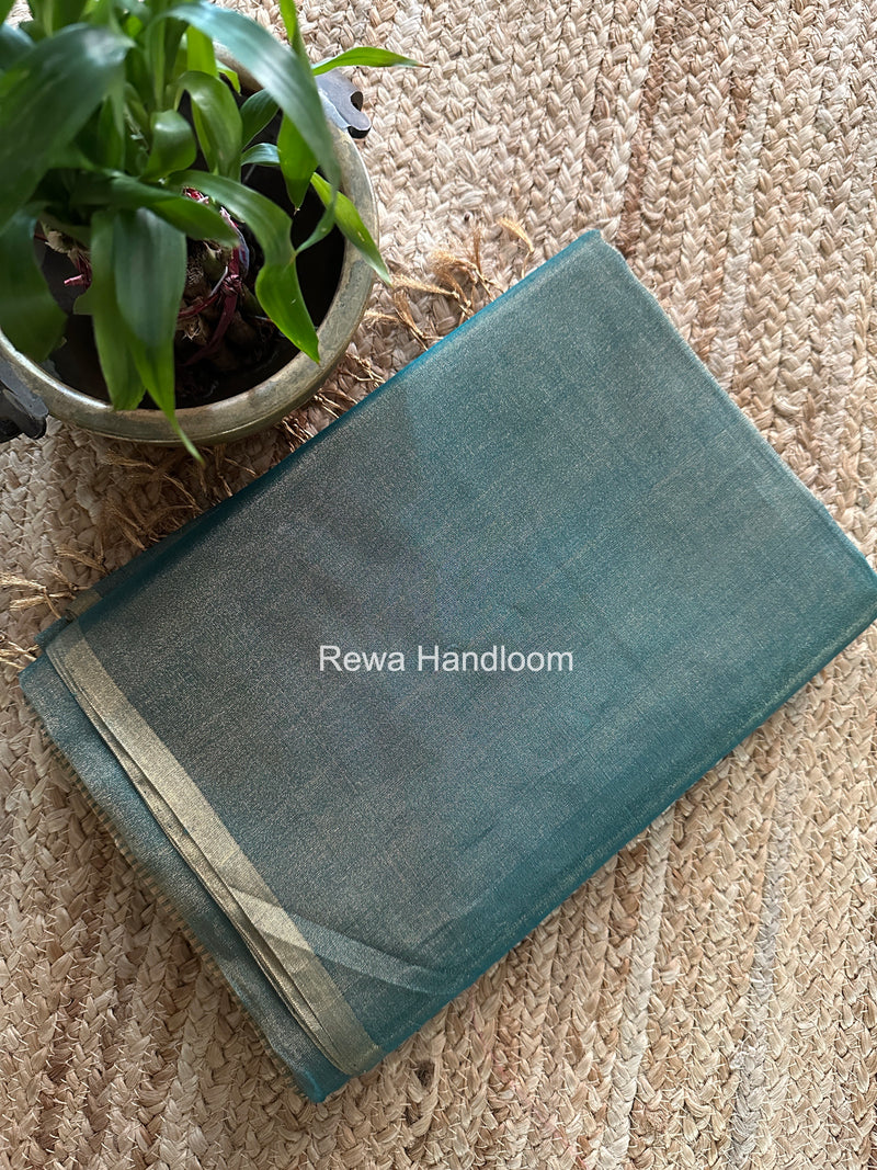 Maheshwari Teal Green Tissue Saree TS057