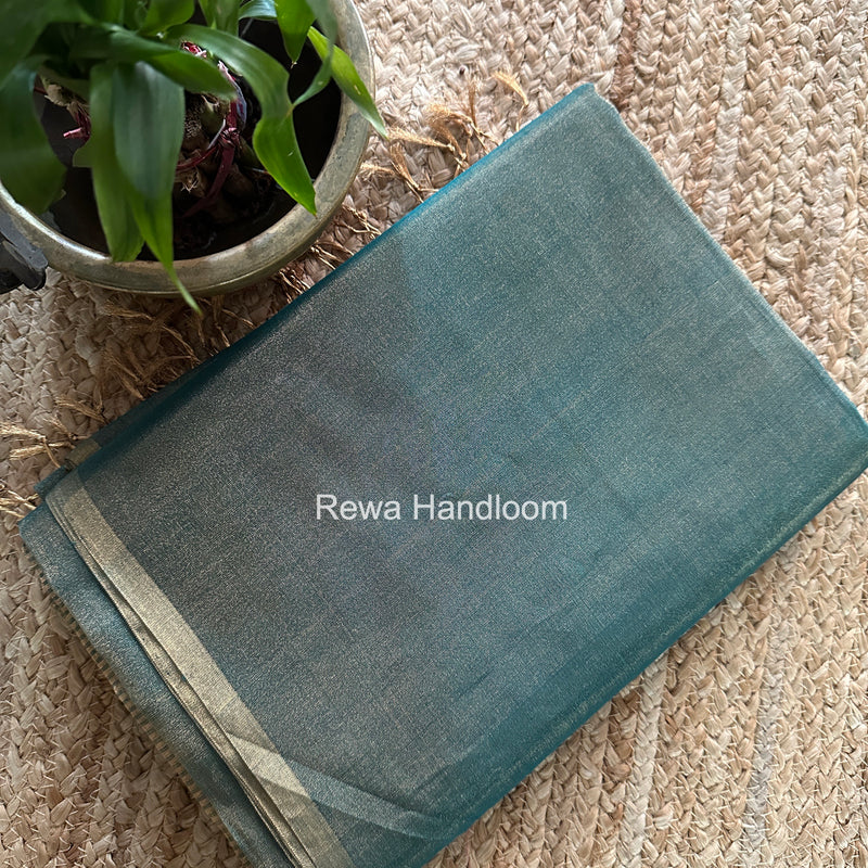 Maheshwari Teal Green Tissue Saree TS057
