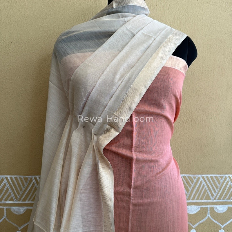 Maheshwari Peach-Off White Tissue Buta Dress Material TPT055