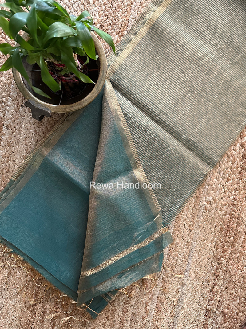 Maheshwari Teal Green Tissue Saree TS057