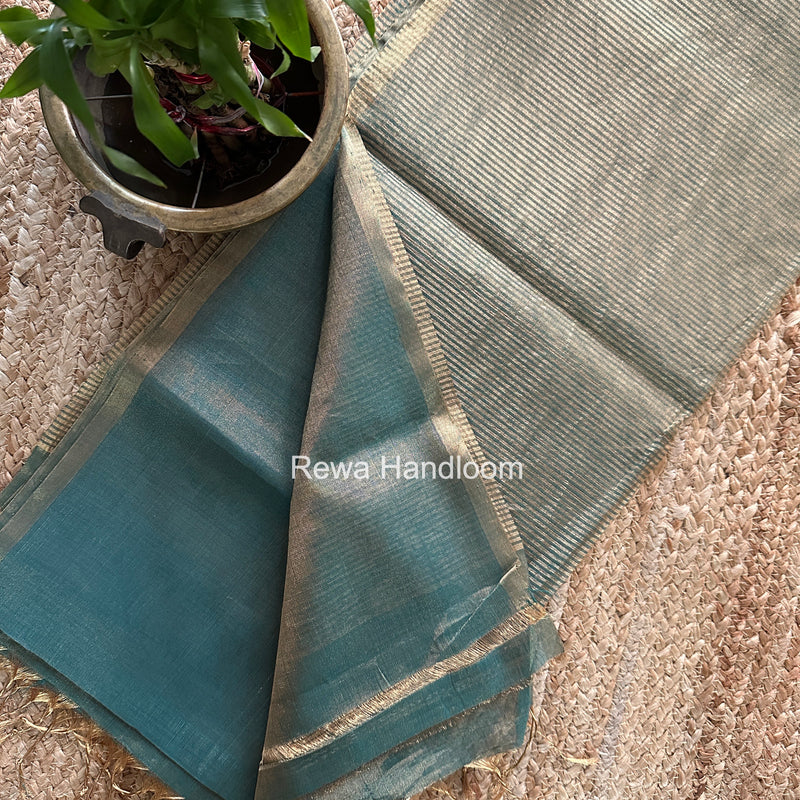 Maheshwari Teal Green Tissue Saree TS057