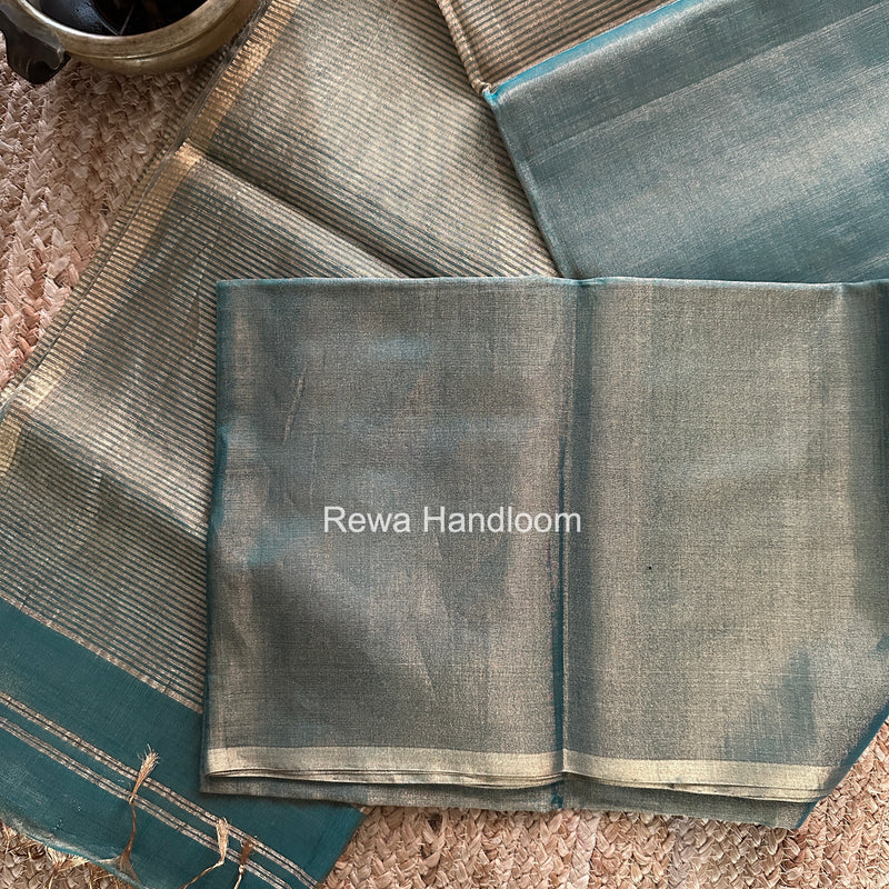 Maheshwari Teal Green Tissue Saree TS057