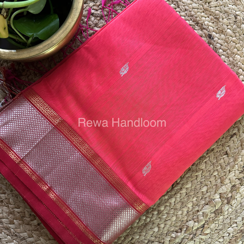 Maheshwari Silver Zari Saree