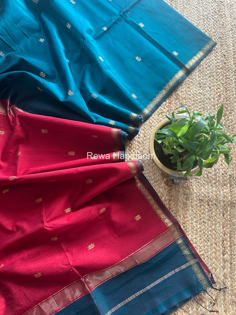 Green Star Butti Maheshwari Saree SSB03