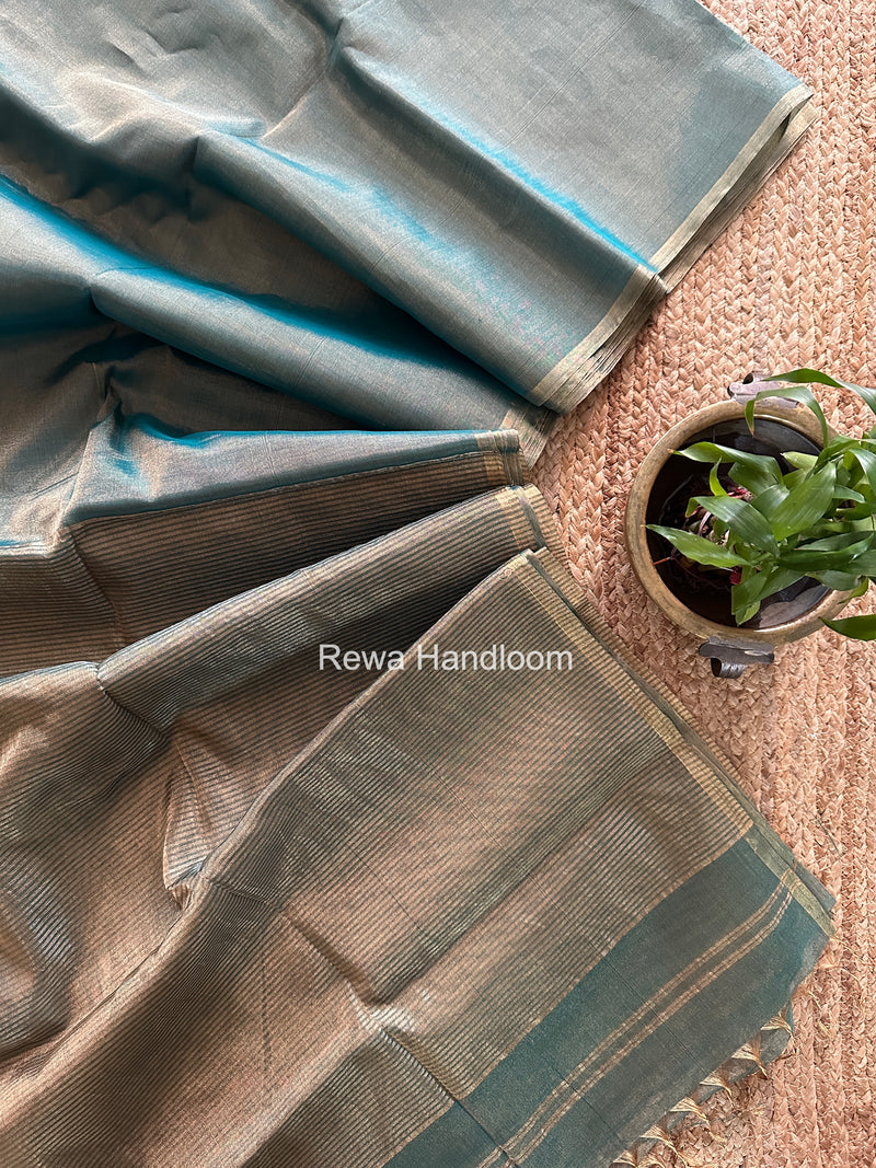 Maheshwari Teal Green Tissue Saree TS057