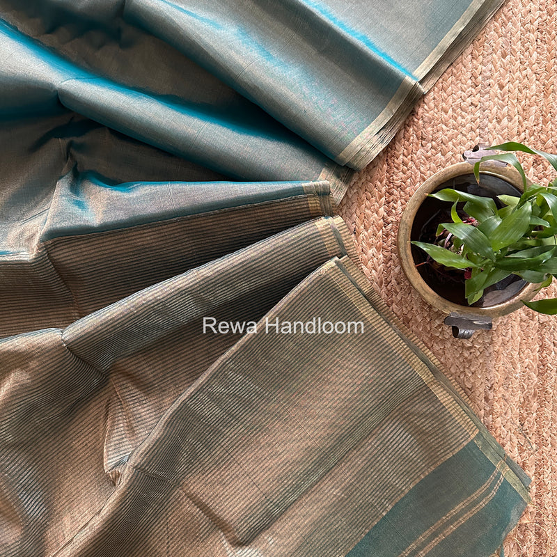 Maheshwari Teal Green Tissue Saree TS057