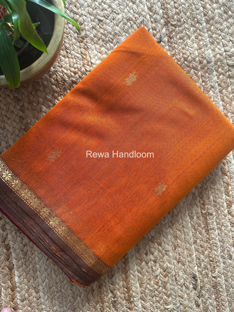 Orange Star Butti Maheshwari Saree SSB04