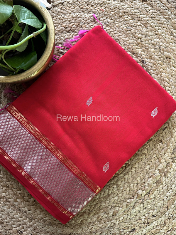 Maheshwari Pink Silver Zari Saree-SPS-027