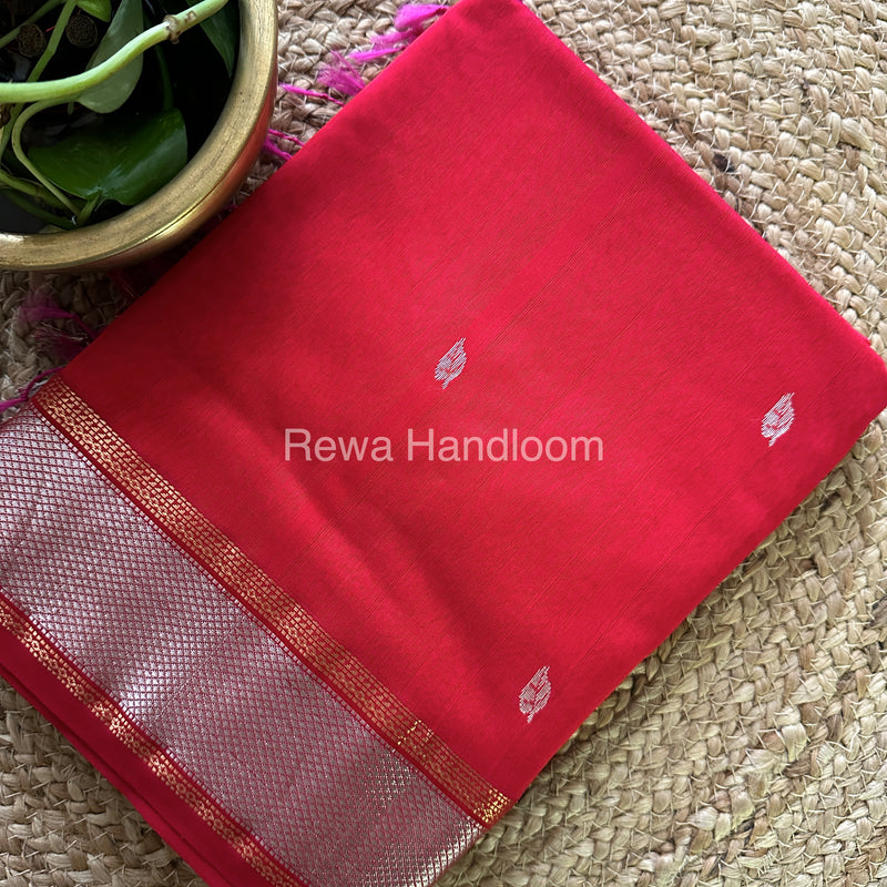 Maheshwari Pink Silver Zari Saree-SPS-027