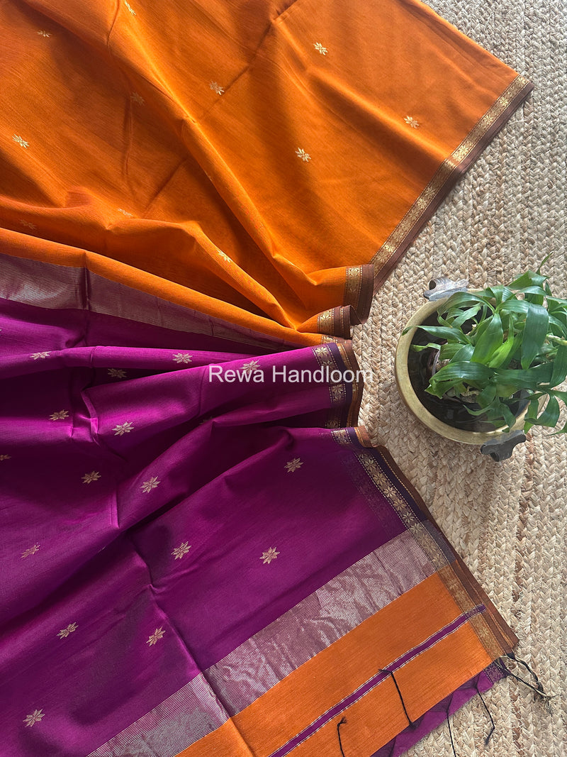 Orange Star Butti Maheshwari Saree SSB04