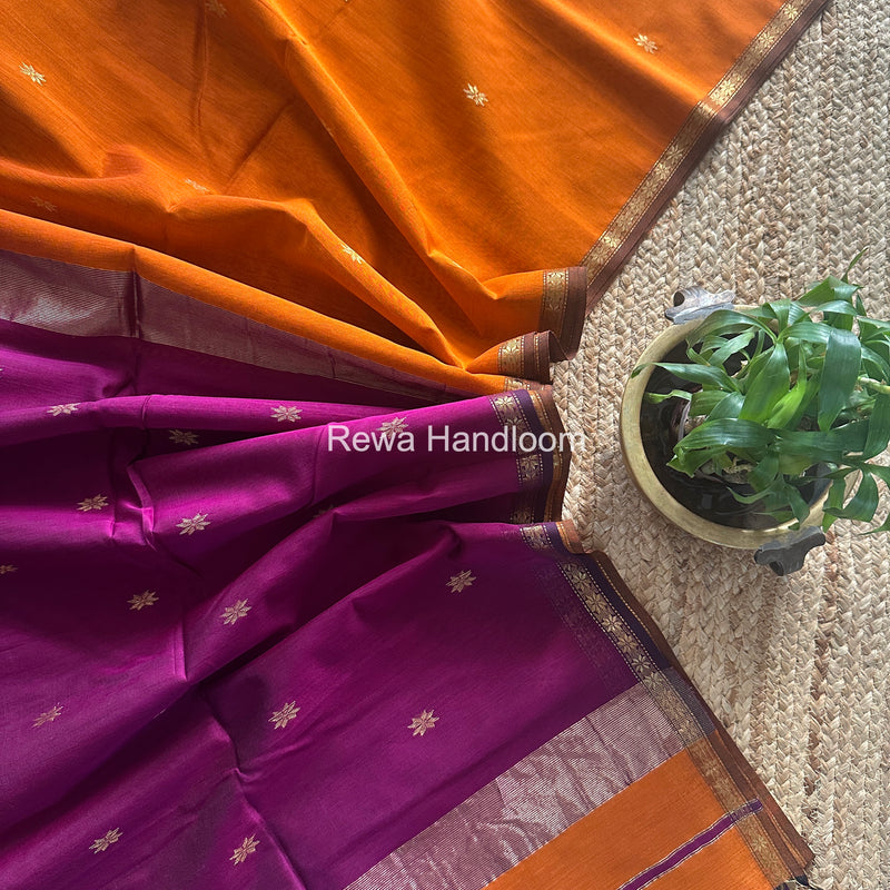 Orange Star Butti Maheshwari Saree SSB04