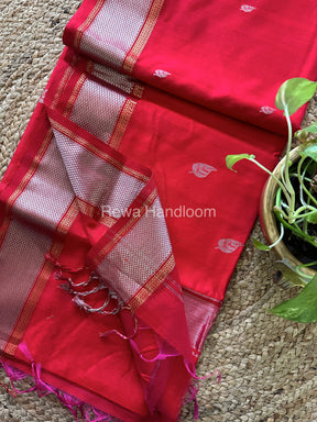 Maheshwari Pink Silver Zari Sarees-SPS-027